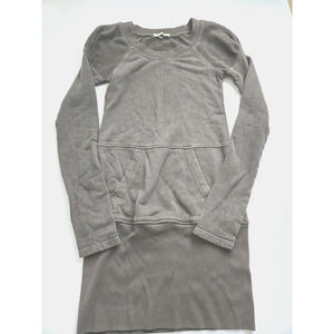 Prairie Underground Long Sleeve Dress XS Pockets Organic Cotton Stretch Brown